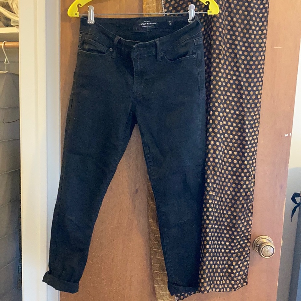 Lucky brand black denim skinny ankle jeans